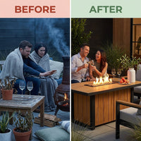 AuroraFlame Elevate 60" Fire Table — Before & After