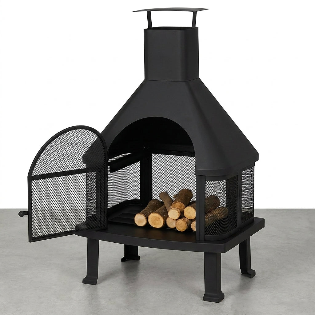 BlackForge Aurora 360° Outdoor Chimney Fireplace — Studio Shot