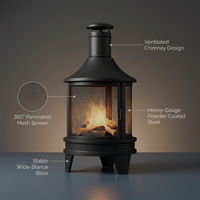 BlackForge Aurora 360° Outdoor Chimney Fireplace — infographic