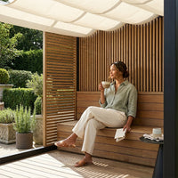 NoirVerge Aperture Pergola — Lifestyle