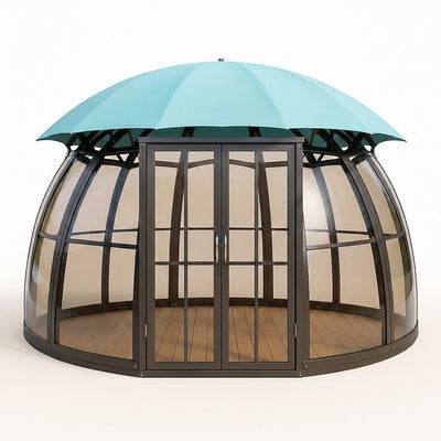 Garden Pavilion Gazebo Built for Year-Round Use, Polycarbonate Panels, UV-Resistant Canopy, Aluminum Frame