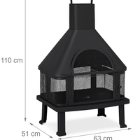 Outdoor Chimney Fireplace Designed for Patio Entertainment, 360° View, Powder-Coated Steel, Spark Screen Door