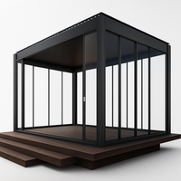Enclosed Glass Pavilion Built to Last All Seasons, Aluminum Frame, Tempered Glass Walls, LED Lighting