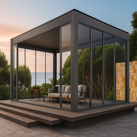 Enclosed Glass Pavilion Built to Last All Seasons, Aluminum Frame, Tempered Glass Walls, LED Lighting