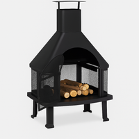 Outdoor Chimney Fireplace Designed for Patio Entertainment, 360° View, Powder-Coated Steel, Spark Screen Door