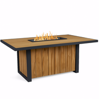 Outdoor Fire Table Built for Elevated Gatherings, 60" Premium Wood-Grain Top, Steel Frame, Ribbon Flame